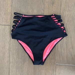 Like New- VS black strappy high waisted bikini bottoms